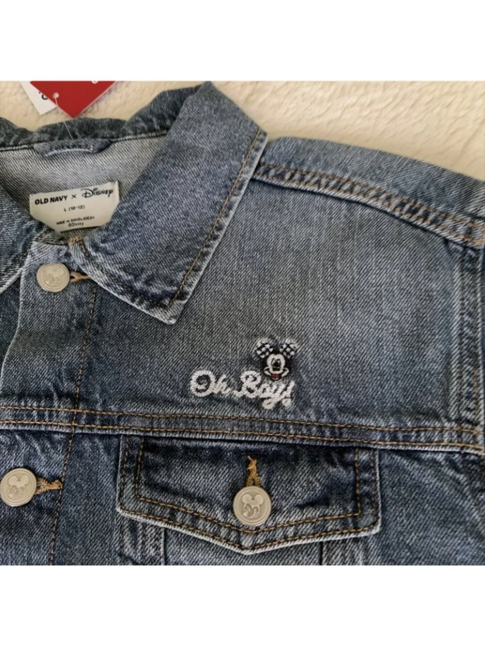 Disney Old Navy NWT Jean Jacket L 10/12 Girls American Mickey Oh Boy!